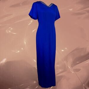 NWT Liz Claiborne Night 100% silk cobalt blue maxi dress elegant formal size 8